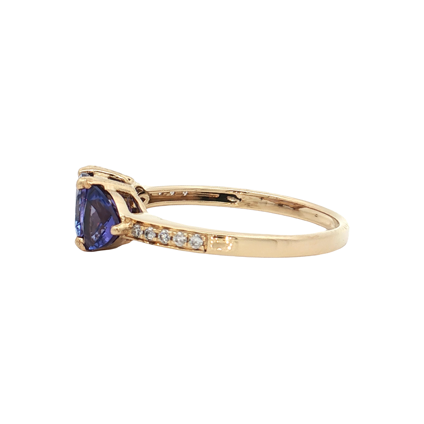 Yellow Gold Tanzanite & Diamond Ring