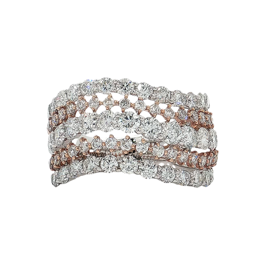 White & Rose Gold Diamond Fashion Ring