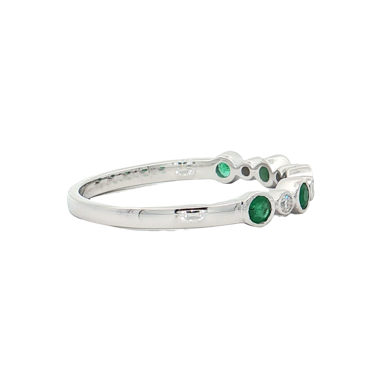 White Gold Emerald & Diamond Band