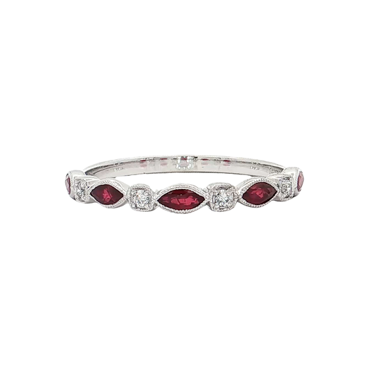 White Gold Ruby & Diamond Band