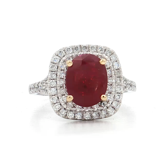 White Gold Ruby & Diamond Ring