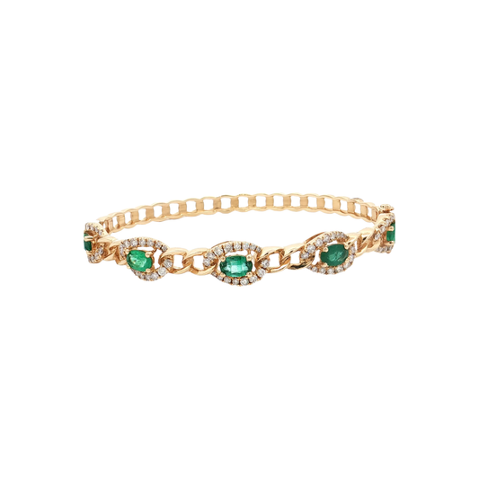 Yellow Gold Emerald & Diamond Bangle