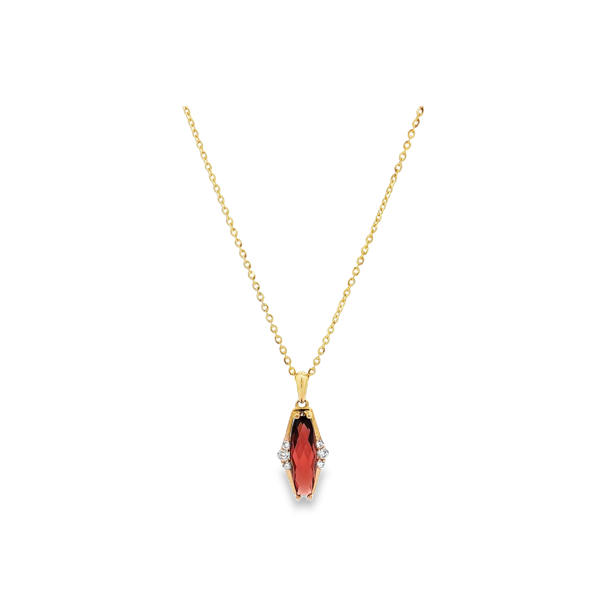 Yellow Gold Garnet & Diamond Necklace