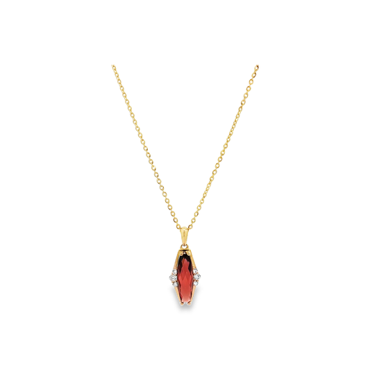 Yellow Gold Garnet & Diamond Necklace