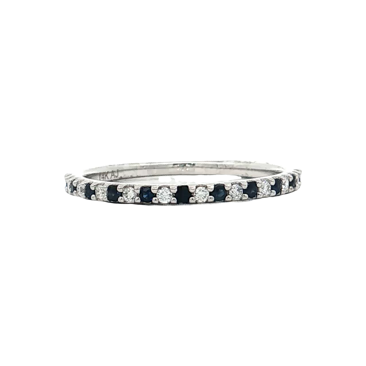 White Gold Sapphire & Diamond Wedding Band