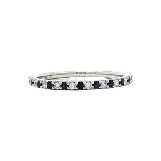White Gold Sapphire & Diamond Wedding Band