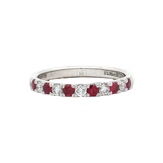 White Gold Ruby & Diamond Band