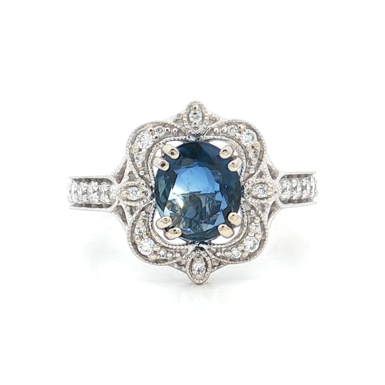 White Gold Sapphire & Diamond Ring