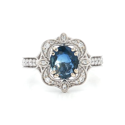 White Gold Sapphire & Diamond Ring