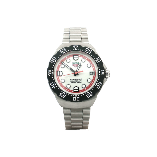 Sporty Formula 1 Solargraph Watch with Metal Link Bracelet