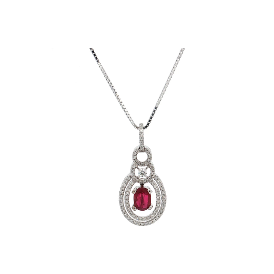 White Gold Ruby & Diamond Necklace