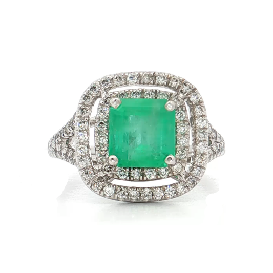 White Gold Emerald & Diamond Ring