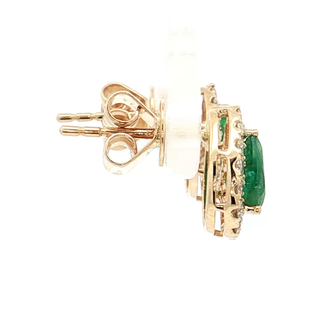 Yellow Gold Emerald & Diamond Earrings