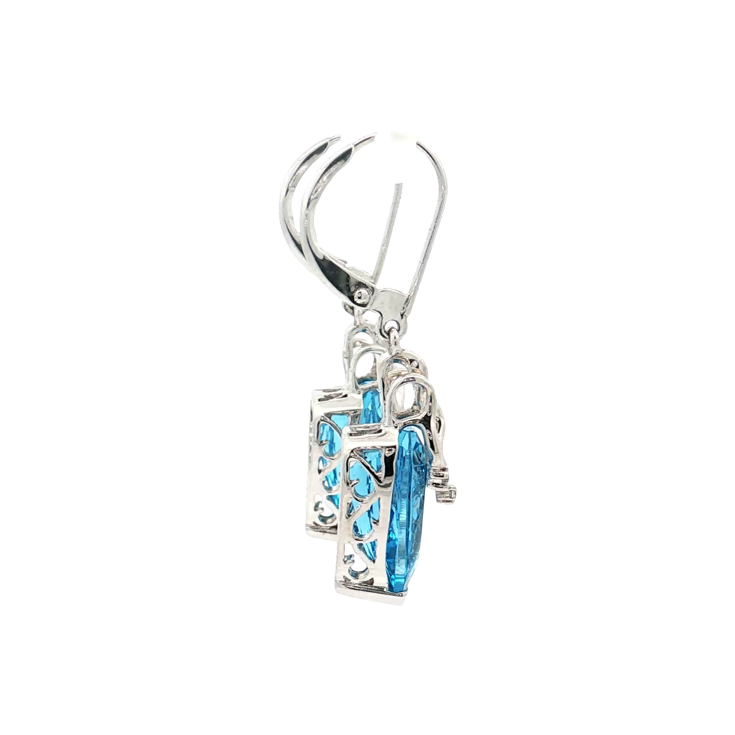 White Gold Topaz & Diamond Earring