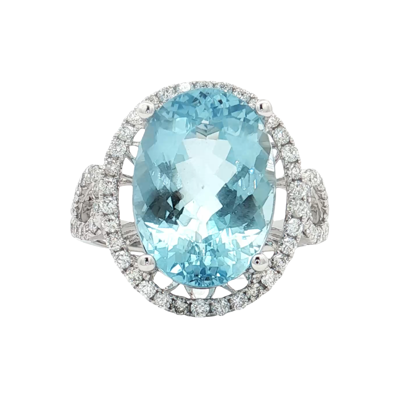 White Gold Aquamarine & Diamond Ring