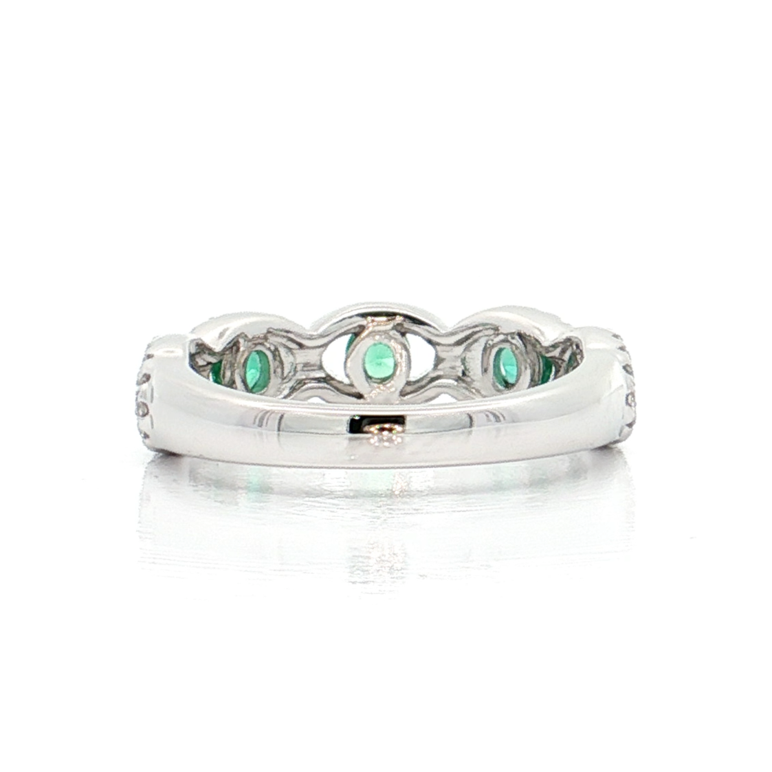 White Gold Emerald & Diamond Band