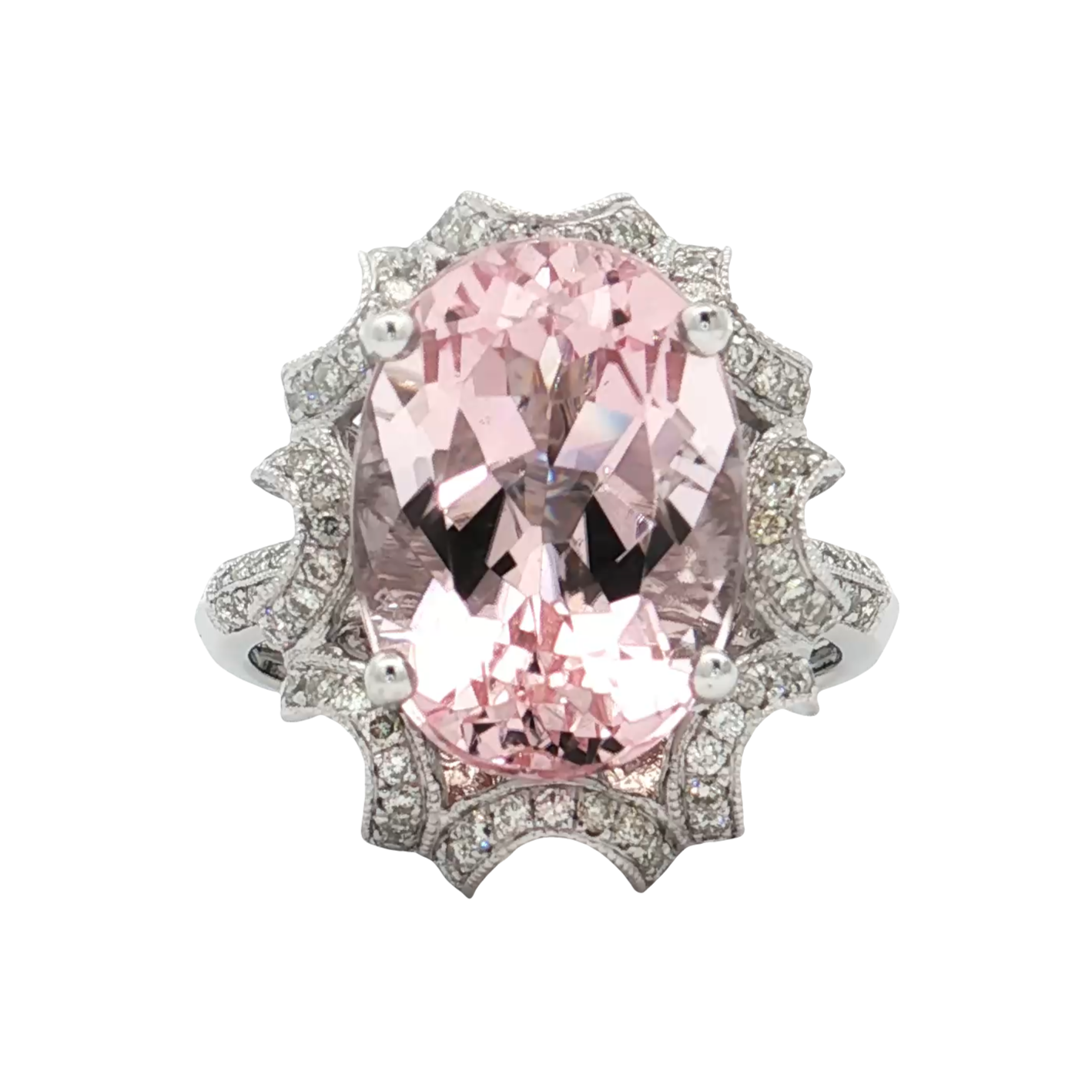 White gold Morganite & Diamond Ring