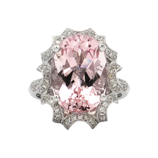 White gold Morganite & Diamond Ring
