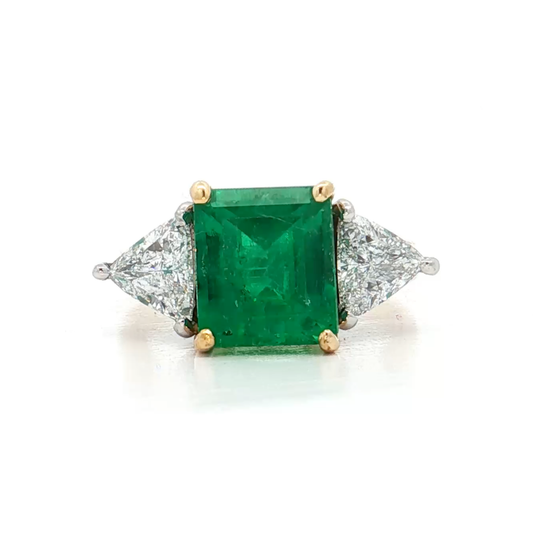 Yellow Gold Emerald & Diamond Ring