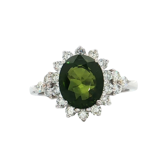 White Gold Tourmaline & Diamond Ring