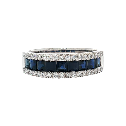 White Gold Sapphire & Diamond Band