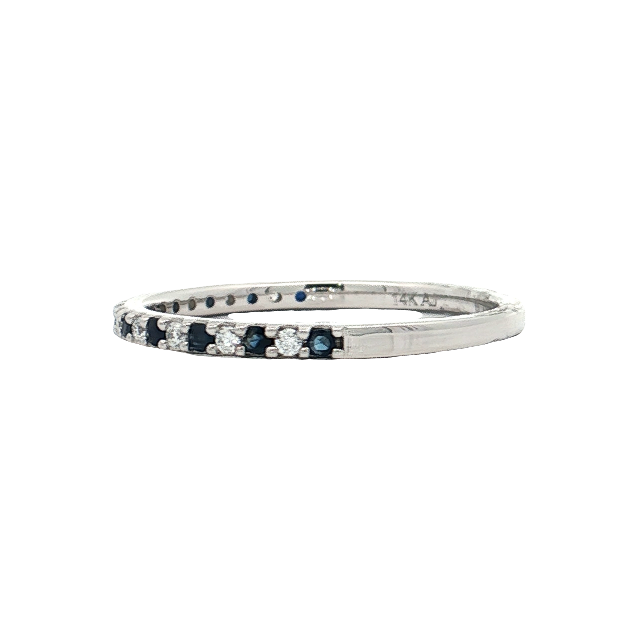 White Gold Sapphire & Diamond Wedding Band