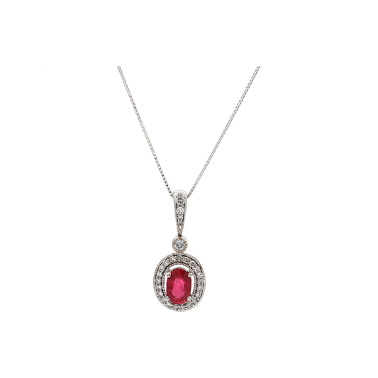 White Gold Ruby & Diamond Necklace