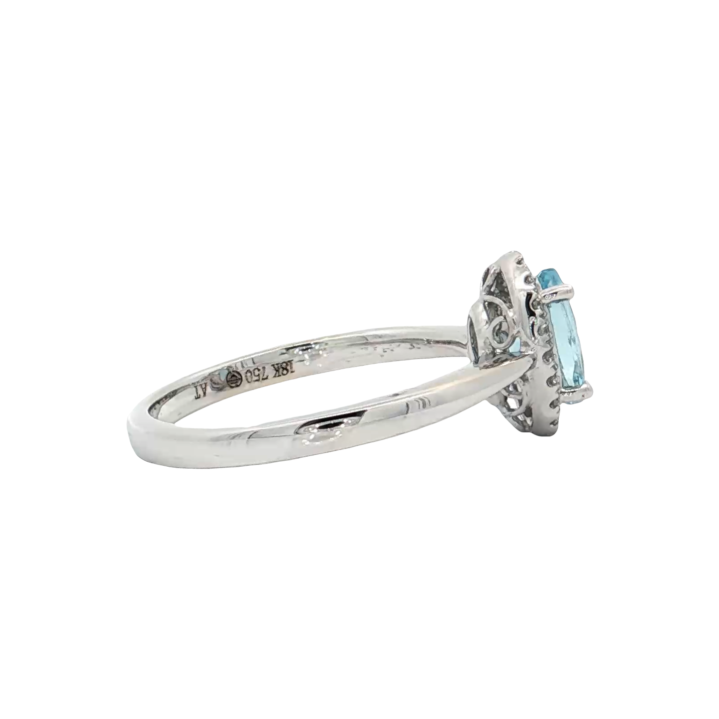 White Gold Aquamarine & Diamond Ring