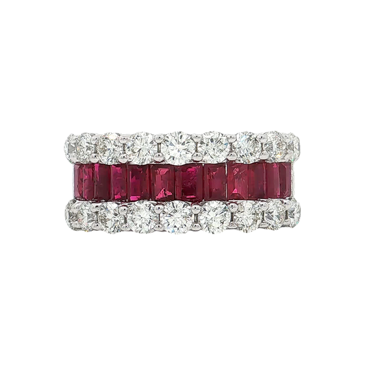 White Gold Ruby & Diamond Band