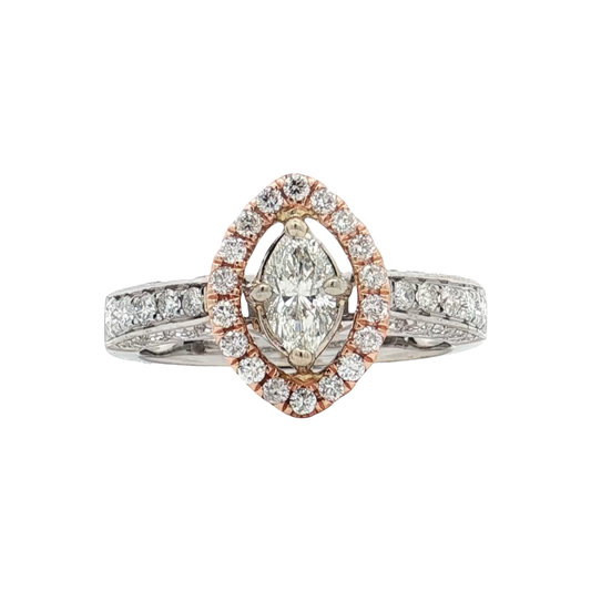 White & Rose Gold Diamond Bridal Ring