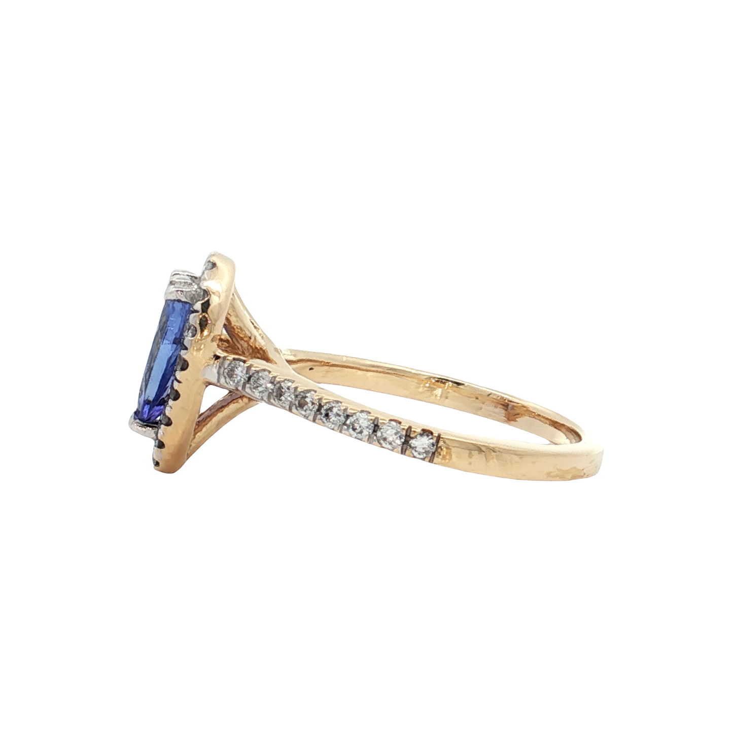 Yellow Gold Tanzanite & Diamond Ring