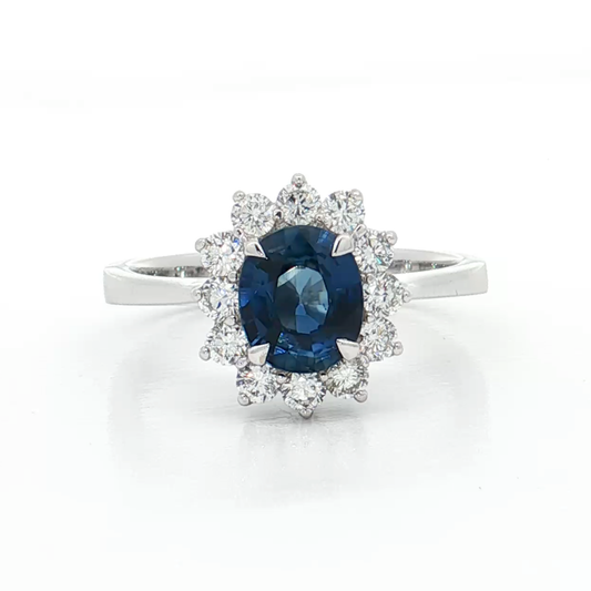 White Gold Sapphire & Diamond Ring