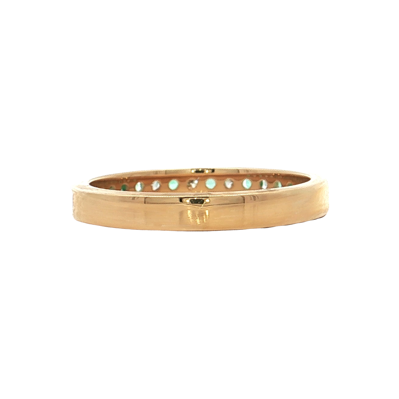 Yellow Gold Emerald & Diamond Wedding Band