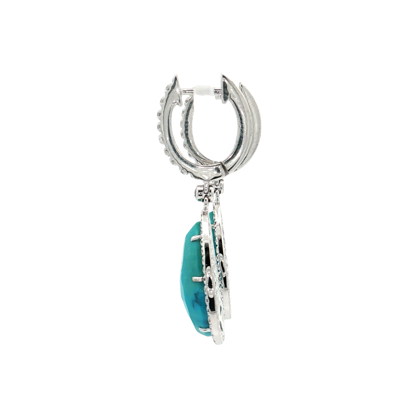 White Gold Turquoise & Diamond Earrings