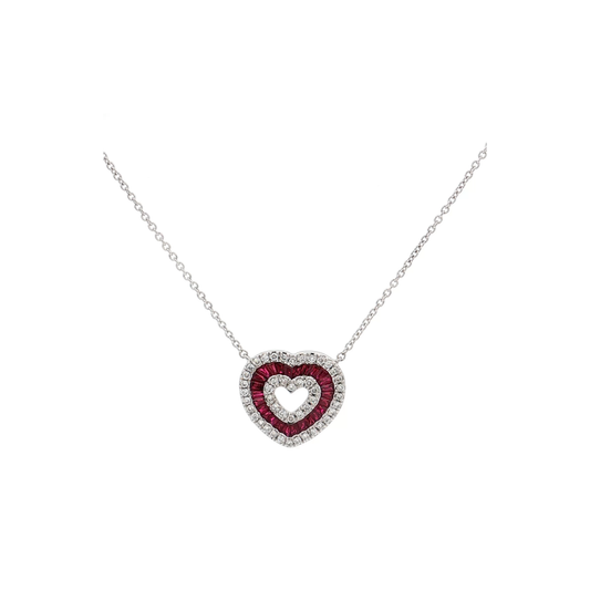 White Gold Ruby & Diamond Necklace