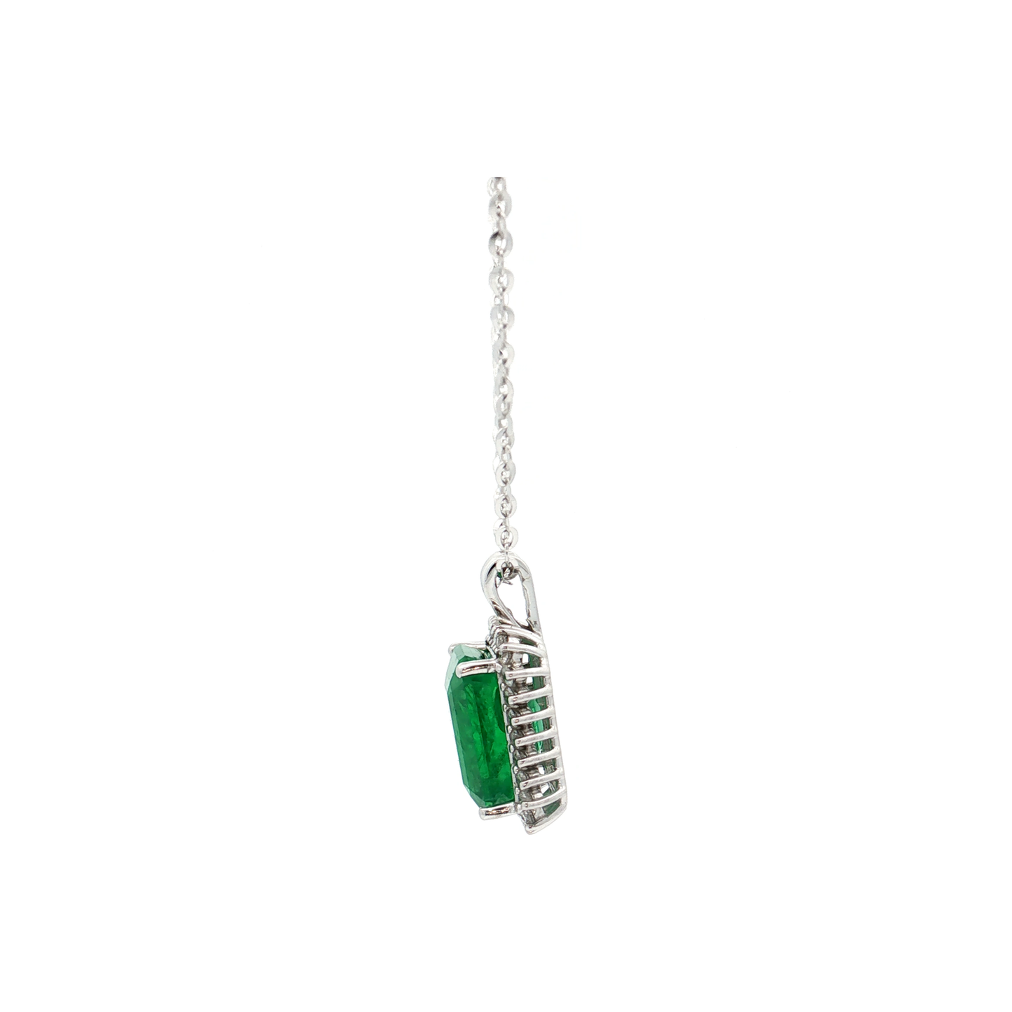 White Gold Emerald & Diamond Necklace
