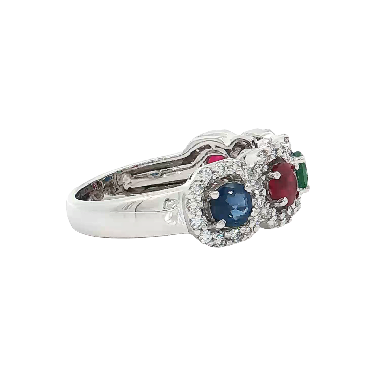 White Gold Mulit-Colored Stone Band