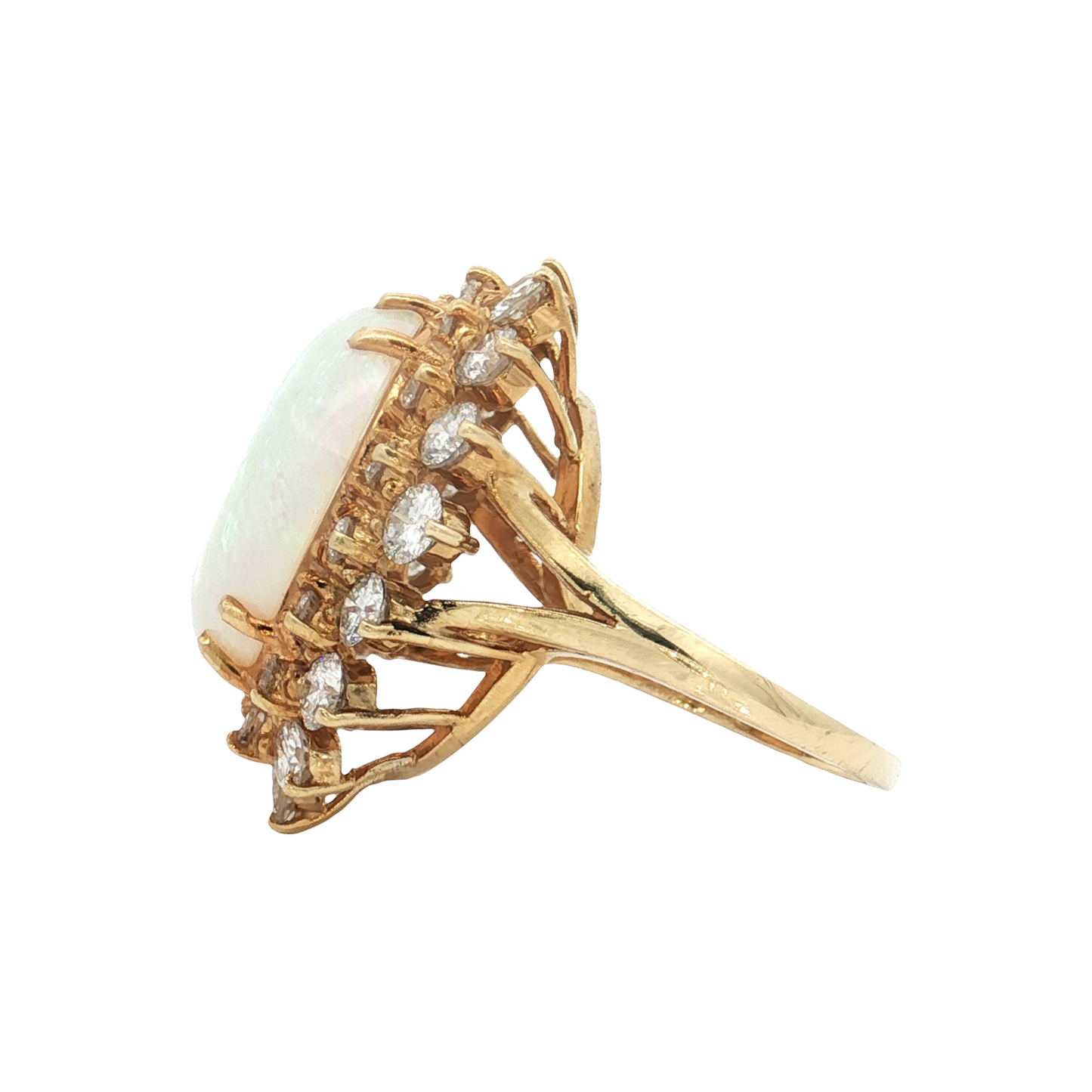 Yellow Gold Opal & Diamond Ring