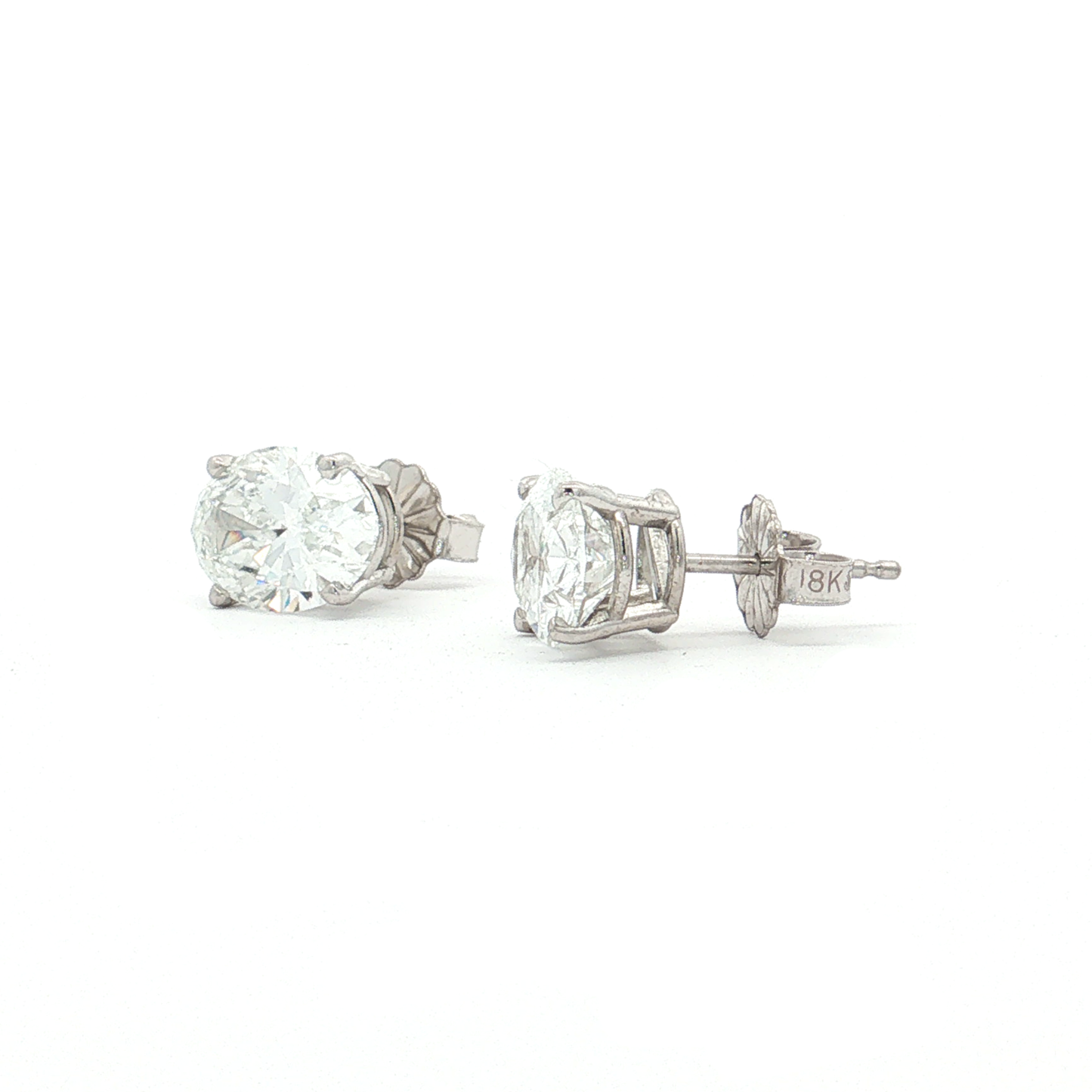 White Gold Oval Lab-Diamond Studs