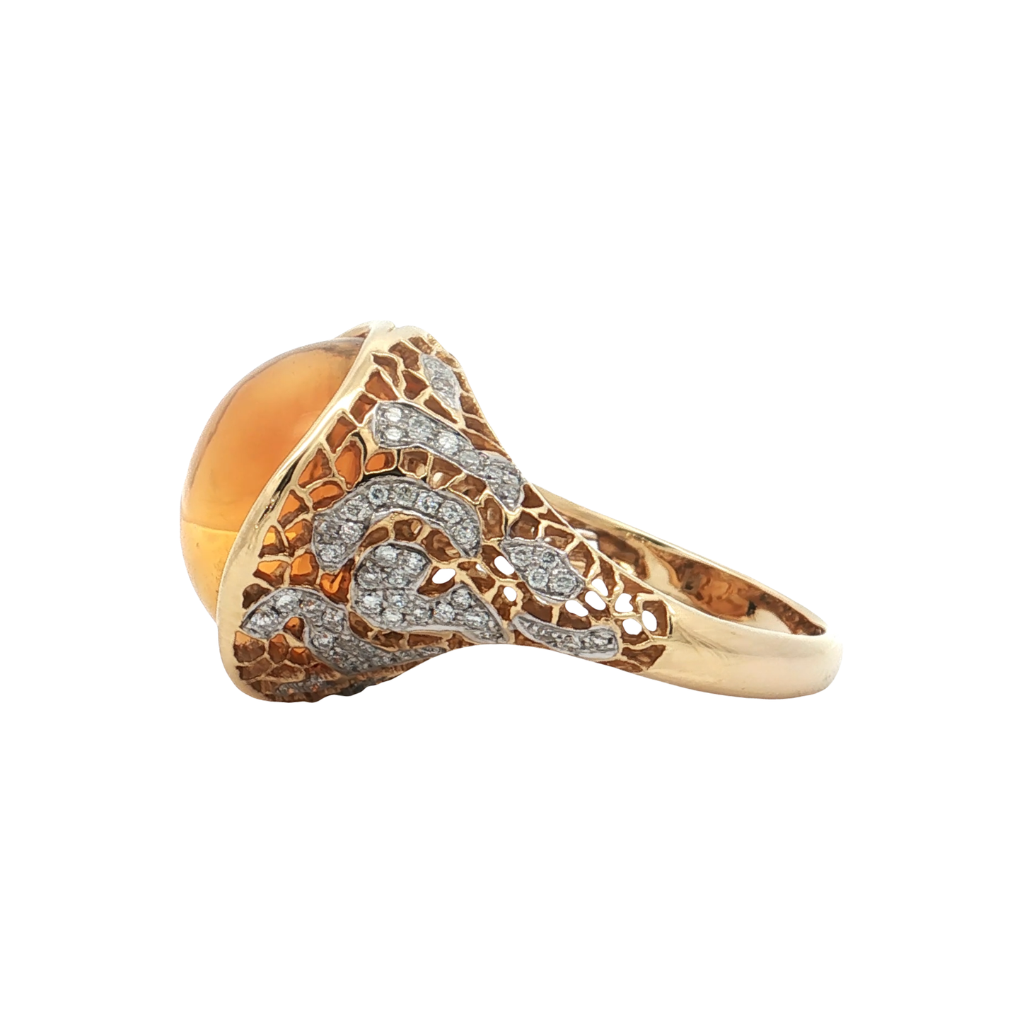 Yellow Gold Citrine & Diamond Ring