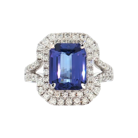 White Gold Tanzanite & Diamond Ring
