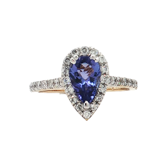 Yellow Gold Tanzanite & Diamond Ring
