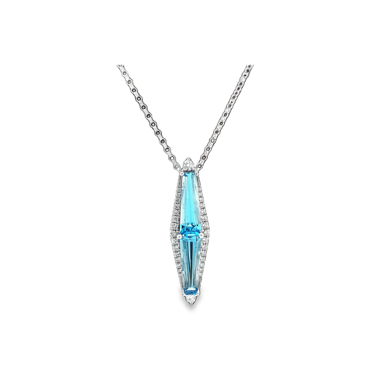 White Gold Topaz & Diamond Necklace