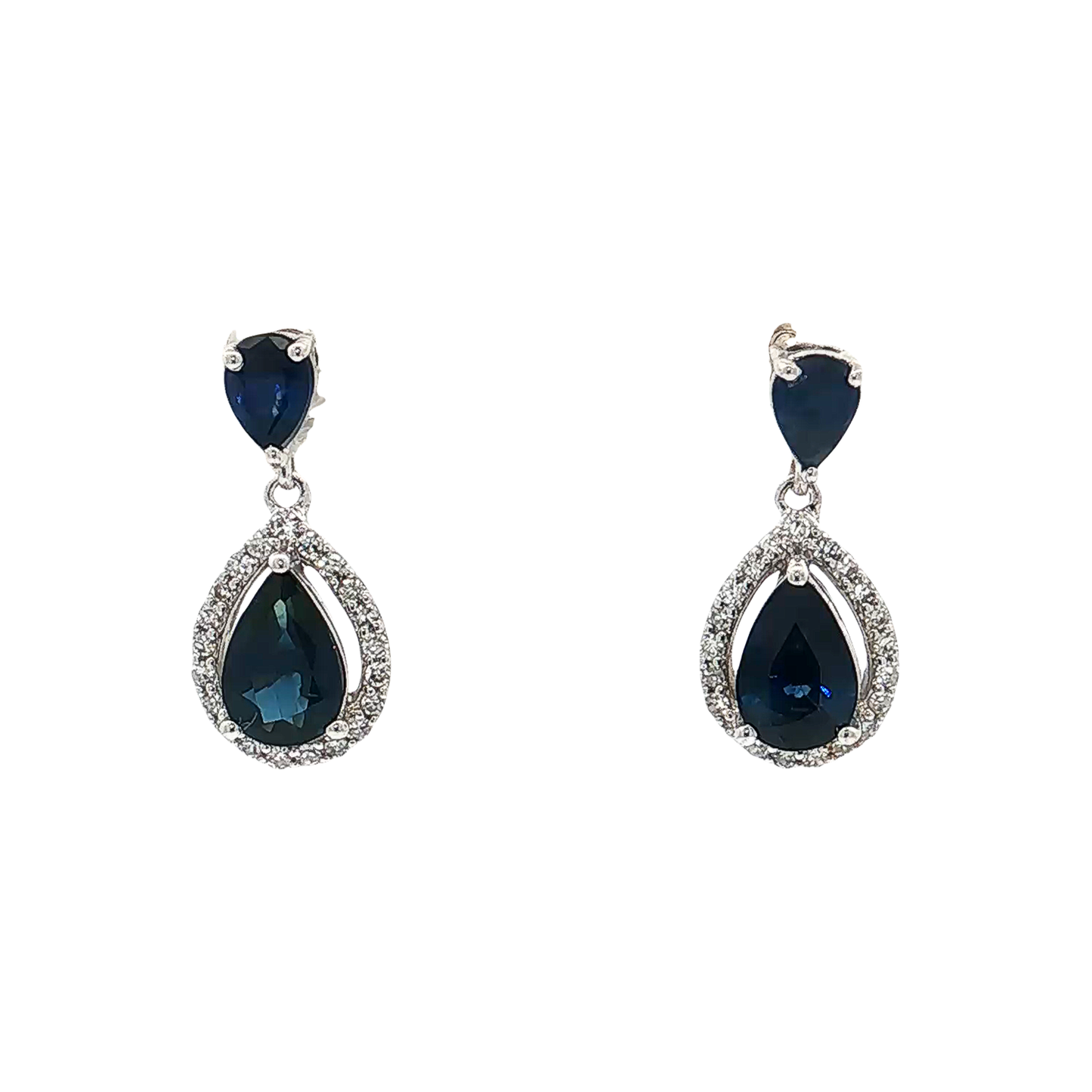 White Gold Sapphire & Diamond Earrings