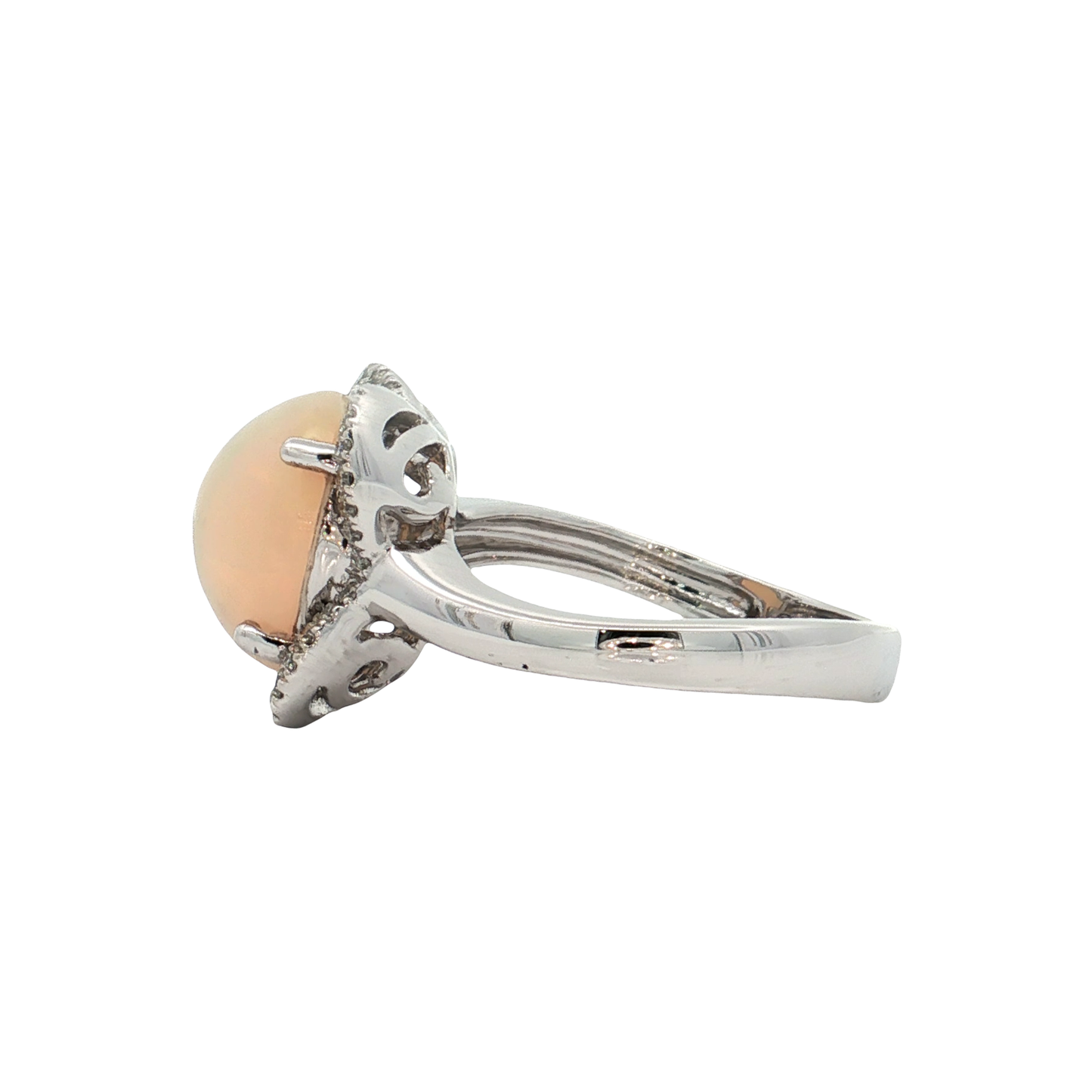 White Gold Opal & Diamond Ring