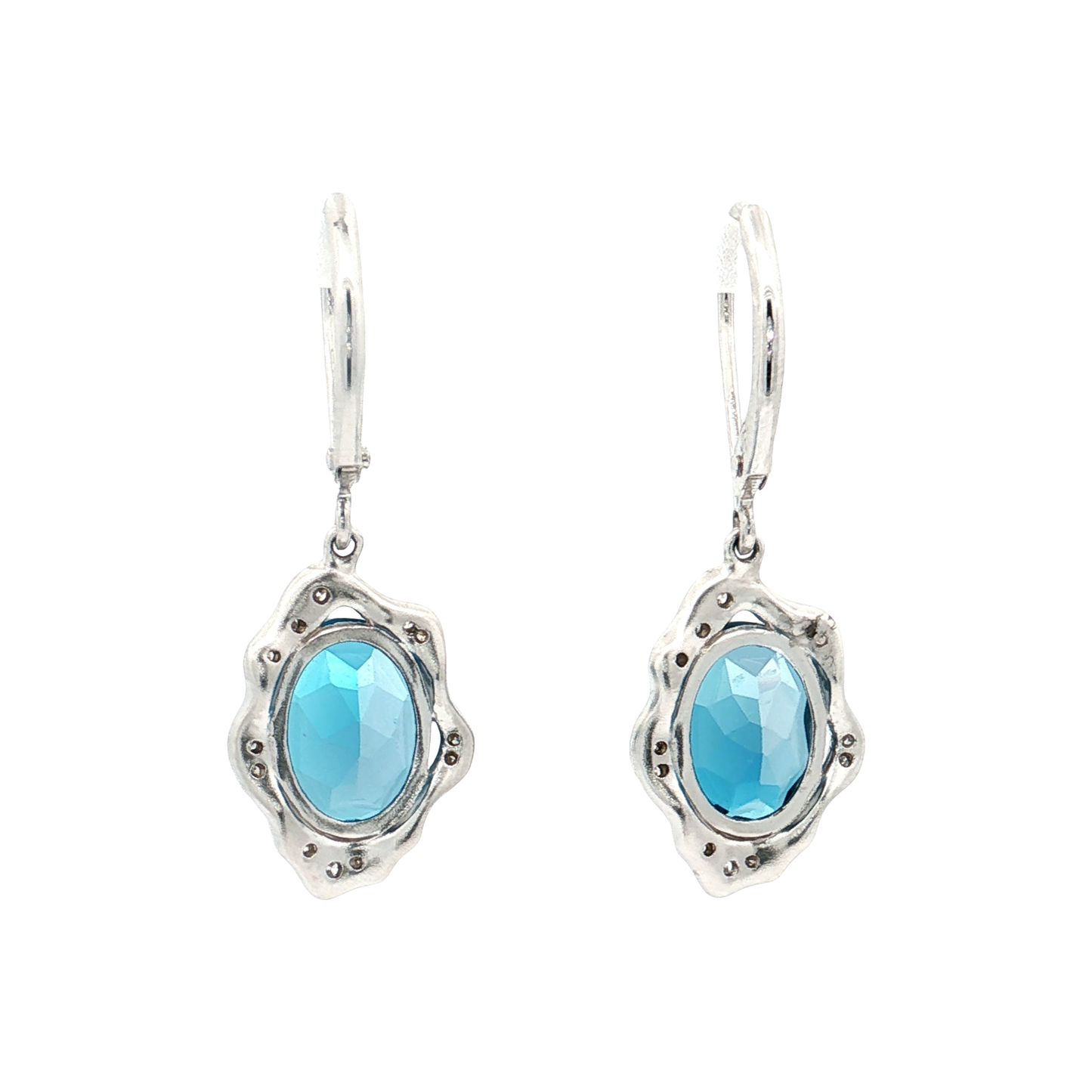 White Gold Topaz & Diamond Earrings