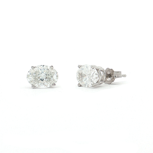 White Gold Oval Lab-Diamond Studs