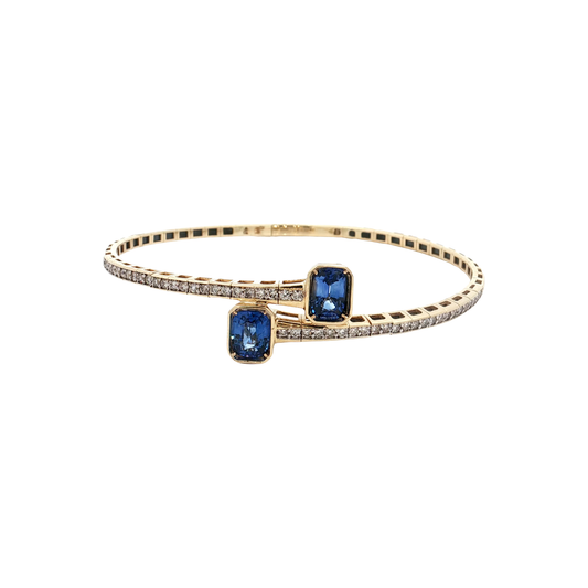 Yellow Gold Sapphire & Diamond Bangle