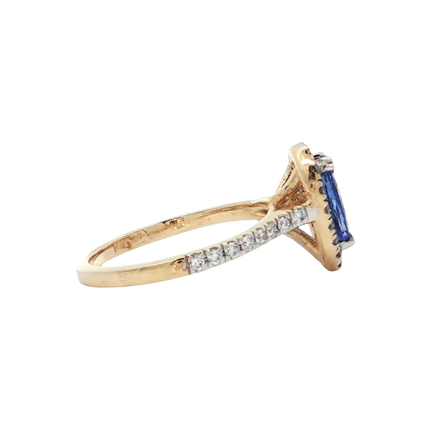 Yellow Gold Tanzanite & Diamond Ring