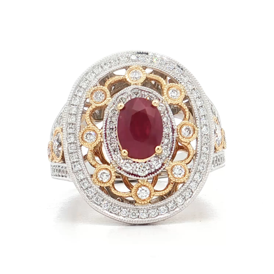 White & Yellow Gold Ruby Diamond Ring